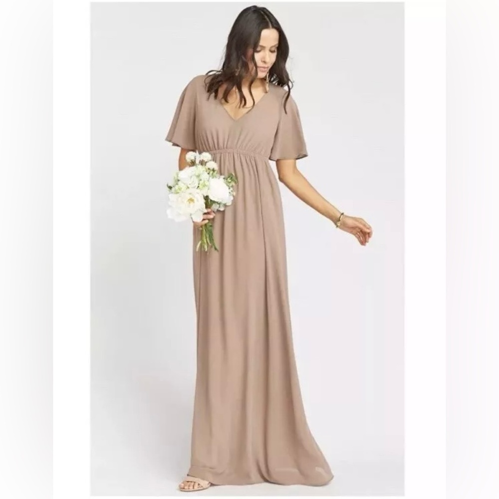 Show Me Your Mumu Emily Empire Maxi Dress Rustic Mauve Crisp Small Bridesmaid